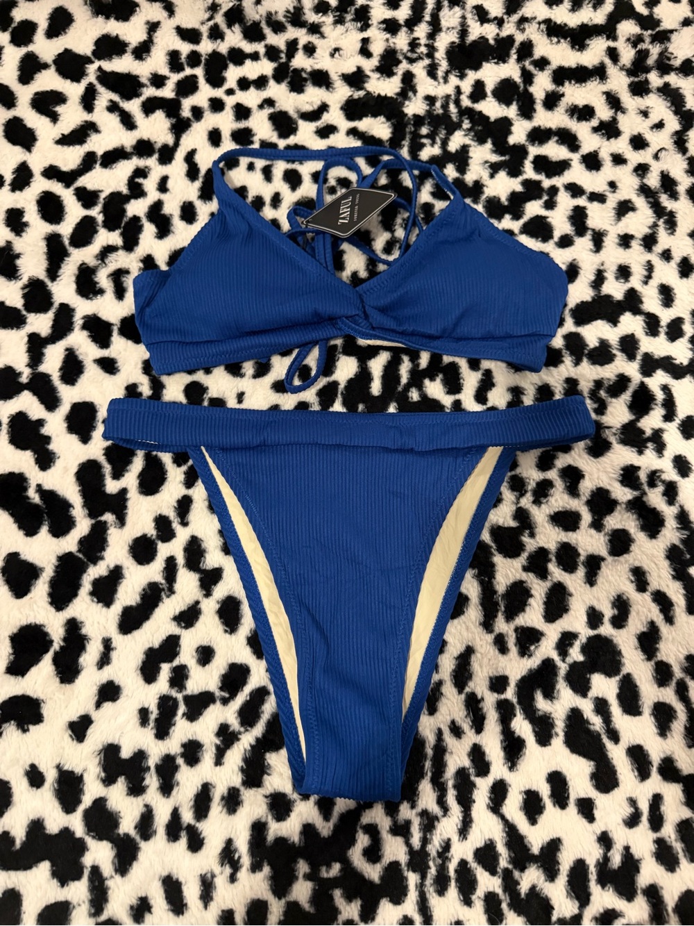 Royal Blue Ribbed Bikini Set